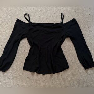 Rebecca Minkoff Black Off-Shoulder Long Sleeve Chiffon Blouse